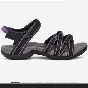 Teva Black and Gray Sports Sandals with Purple Accent